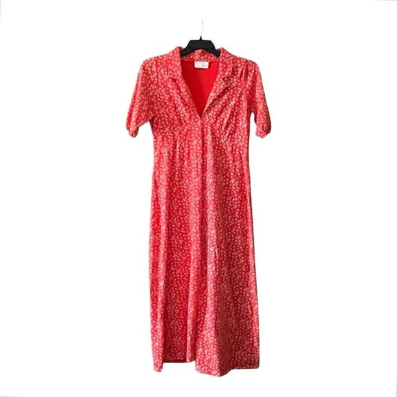 ASOS Design Red with Daisies Short Sleeve V-Neck Maxi Dress with Slit Size 12 - Picture 1 of 10